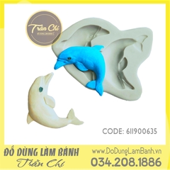 Khuôn silicone Cá heo nhảy 2c - Xám