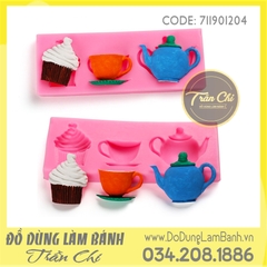 Khuôn silicone Ấm, tách, cupcake chữ nhật