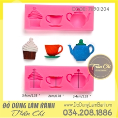 Khuôn silicone Ấm, tách, cupcake chữ nhật