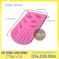 Khuôn silicone Cá biển 6c, rong biển - Xám