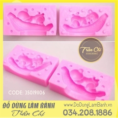 Khuôn silicone Baby khỉ nằm trên ghế chuối (2 mảnh)
