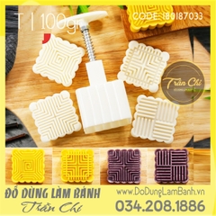 Khuôn TTLX 100gr - 04 mặt vuông (hoa văn đường thẳng) (Mẫu T)