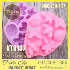 Khuôn silicone vỉ Chuồn chuồn, bướm, bọ 8c LỚN (VT8137)