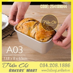 LA03 - Khuôn LOAF nhôm đúc chữ nhật Bánh Mì - A03 (13.8x8x6.5cm) (4/6)