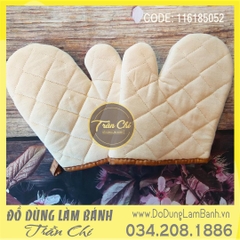 Găng tay lò VẢI viền NÂU - Cổ NGẮN (1 CẶP)