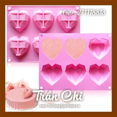 VT2722 - Khuôn silicone vỉ Trái TIM KIM CƯƠNG 6c (8/2)