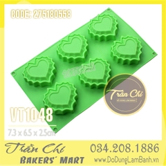 Khuôn silicone vỉ Trái tim DÚN viền 6c trung (VT1048)