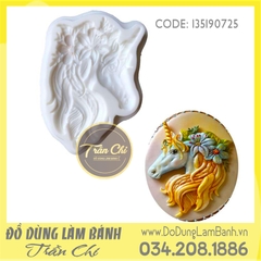 Khuôn silicone Ngựa UNICORN cài hoa nghiêng - Size LỚN - Xám