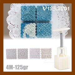 V125.2201 - Khuôn ấn TTLX 125gr VUÔNG - 04 mặt hình HOA (21/5)