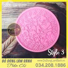 Khuôn silicone LACE tròn CHIM, HOA LÁ - Style 3