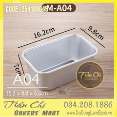 LA04 - Khuôn LOAF nhôm đúc chữ nhật Bánh Mì - A04 (15.2x8.8x6.8cm) (4/6)