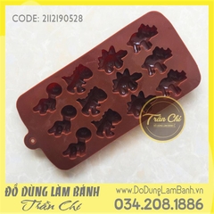 VN883 - Khuôn silicone vỉ KHỦNG LONG nhỏ 12c NÂU (27/11)