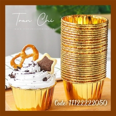 CNV50 - Ly CUPCAKE tròn NHŨ VÀNG tròn Lớn 7x5x3.5cm - Lốc 47-50c (31/5)