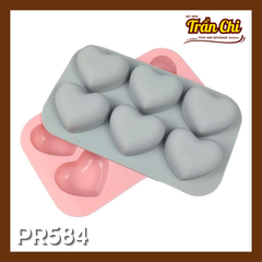 Khuôn silicone vỉ Trái Tim nổi 6c (4.5x3.5cm) (PR584)
