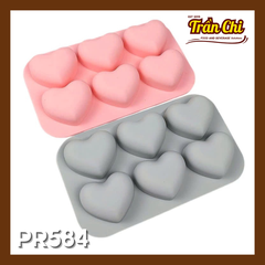 Khuôn silicone vỉ Trái Tim nổi 6c (4.5x3.5cm) (PR584)