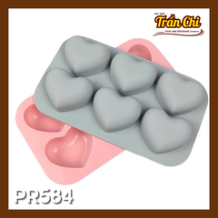 Khuôn silicone vỉ Trái Tim nổi 6c (4.5x3.5cm) (PR584)