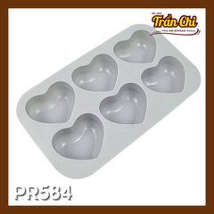 Khuôn silicone vỉ Trái Tim nổi 6c (4.5x3.5cm) (PR584)