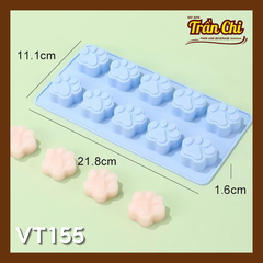 Khuôn silicone vỉ Bàn Chân Mèo 10c NHỎ Chữ Nhật (VT155)