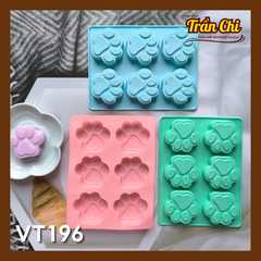 Khuôn silicone vỉ Bàn Chân Mèo 6c Chữ Nhật (VT196)