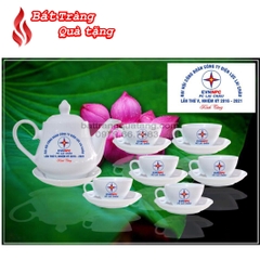 Bộ ấm chén in logo dáng hoàng cung(S1)