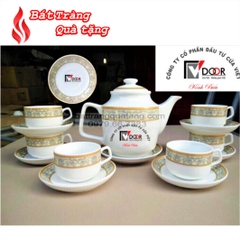 Bộ ấm chén in logo dáng CK cao