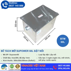 Bể tách mỡ Inox 304 60 lít cho nhà hàng (Lắp cho chậu rửa công nghiệp)