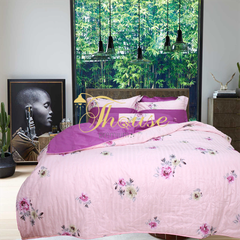 Bộ chăn ga gối ra giường satin gấm tơ tằm Hàn Quốc Julia 760