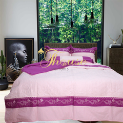 Bộ chăn ga gối drap giường màu trơn cotton satin Ai Cập Julia 528BC