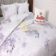 Bộ chăn ga gối lụa Hàn Quốc, drap trải giường siêu mát mịn Julia 809