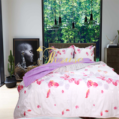 Bộ chăn ga gối ra giường satin gấm tơ tằm Hàn Quốc Julia 756