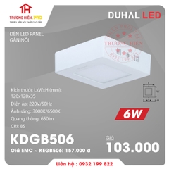 ĐÈN LED PANEL DUHAL GẮN NỔI VUÔNG 6W KDGB506 