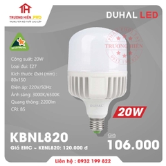 BÓNG ĐÈN LED TRỤ DUHAL 20W - KBNL820