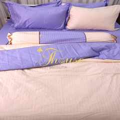 Bộ chăn ga gối drap giường màu trơn cotton satin Ai Cập Julia 550