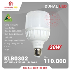 BÓNG ĐÈN LED TRỤ DUHAL 30W - KLB0302
