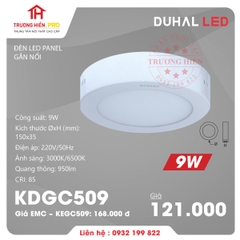 ĐÈN LED PANEL DUHAL GẮN NỔI TRÒN 9W KDGC509