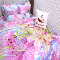 Bộ chăn ga gối drap giường màu trơn cotton satin Hàn Quốc Julia 497BC