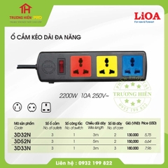 Ổ CẮM LIOA 3 LỖ 5M ĐA NĂNG- 3D52N