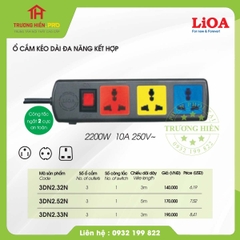 Ổ CẮM KÉO DÀI ĐA NĂNG CÔNG TẮC 2 CỰC 3M LiOA 3DN2.33N