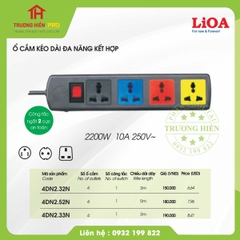 Ổ CẮM KÉO DÀI ĐA NĂNG CÔNG TẮC 2 CỰC 5M LiOA 4DN2.52N