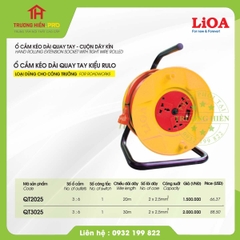 Ổ CẮM KÉO DÀI QUAY TAY LIOA KIỂU RULO 30M DÂY 2X2.5MM DÙNG CHO CÔNG TRƯỜNG-  QT3025