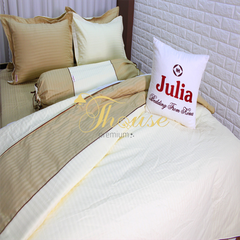 Bộ chăn ga gối drap giường màu trơn cotton satin Ai Cập Julia 542