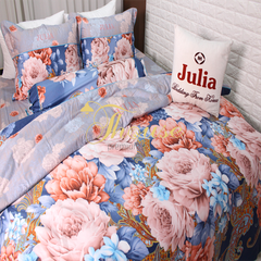 Bộ chăn ga gối drap giường cotton satin Hàn Quốc Julia 486BC