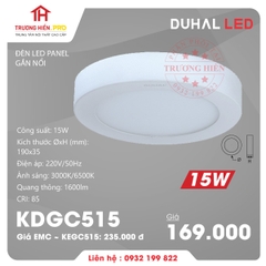 ĐÈN LED PANEL DUHAL GẮN NỔI TRÒN 15W KDGC515 