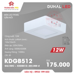 ĐÈN LED PANEL DUHAL GẮN NỔI VUÔNG 12W KDGB512