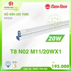 BỘ ĐÈN LED TUBE RẠNG ĐÔNG T8 1.2M 20W T8 N02 M11/10Wx1  NHỰA