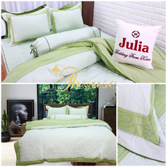 Bộ chăn ga gối drap giường màu trơn cotton satin Ai Cập Julia 597BC