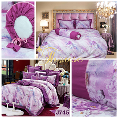 Bộ chăn ga gối ra giường satin gấm tơ tằm Hàn Quốc Julia 745