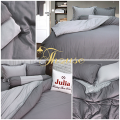 Bộ chăn ga gối drap giường màu trơn cotton satin Ai Cập Julia 536