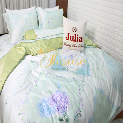 Bộ chăn ga gối lụa Hàn Quốc, drap trải giường siêu mát mịn Julia 876