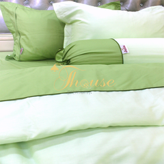 Bộ chăn ga gối drap giường màu trơn cotton satin Ai Cập Julia 538